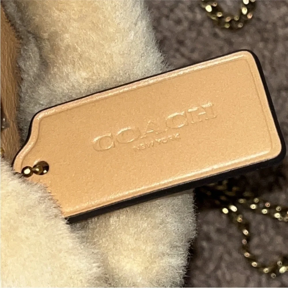 Coach natural shearling mini drawstring crossbody NWT